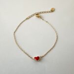 Gourmette mini cœur rouge